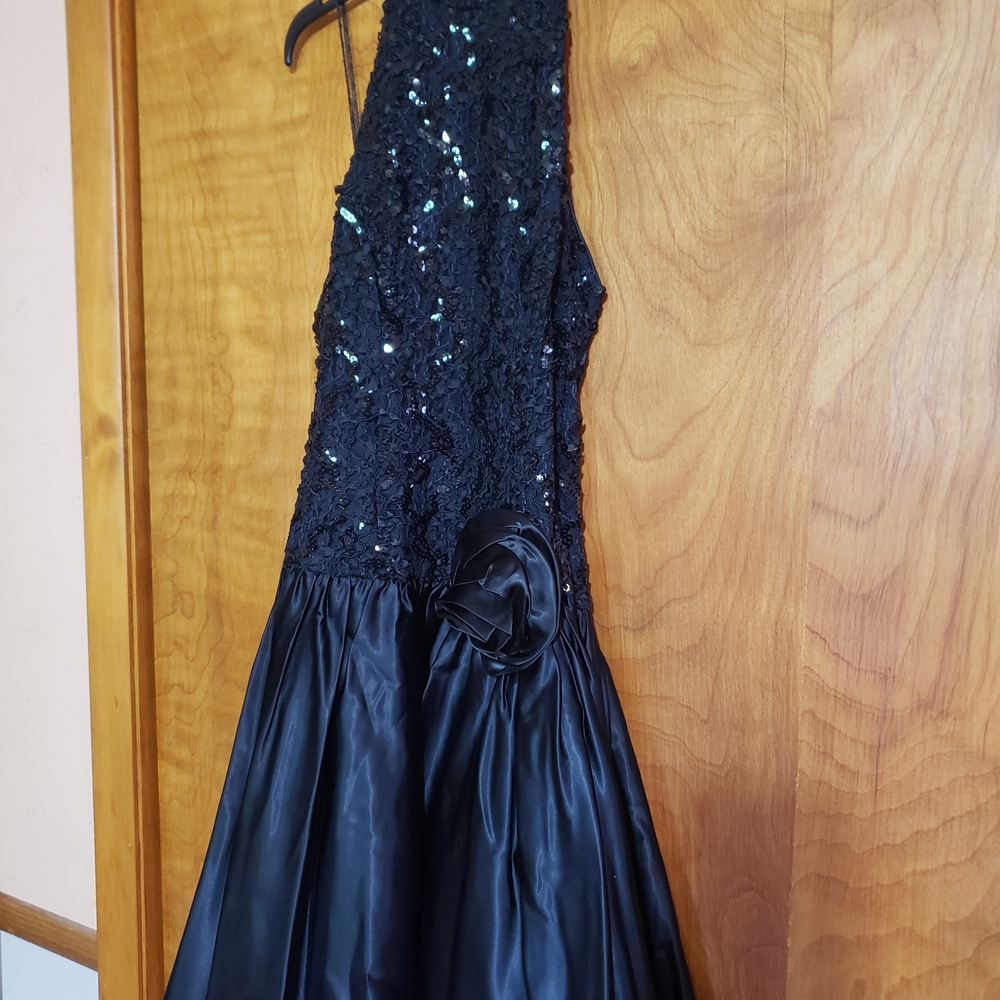 Black Sequin and Satin Dress